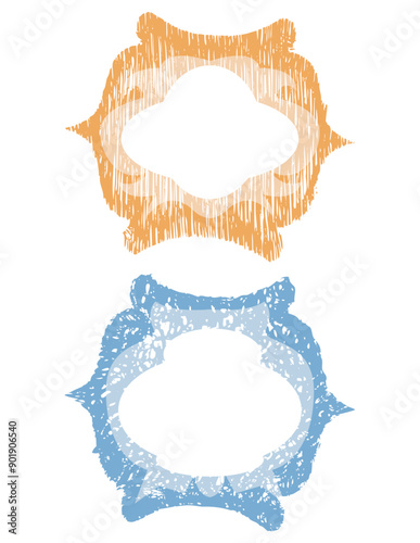 grunge frame hand draw in orange and blue color