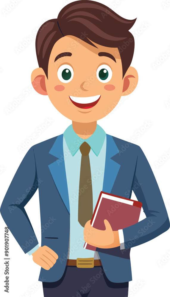 friendly and approachable English teacher He is holding a textbook or a notebook smiling art vector friendly and approachable English teacher He is holding a textbook or a notebook smiling art vector