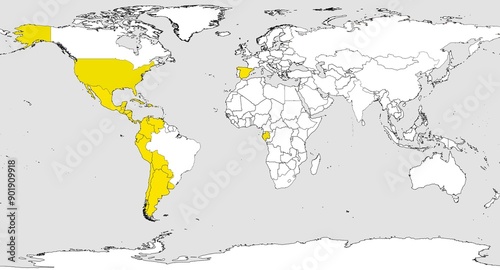 World map with spanish speaking countries