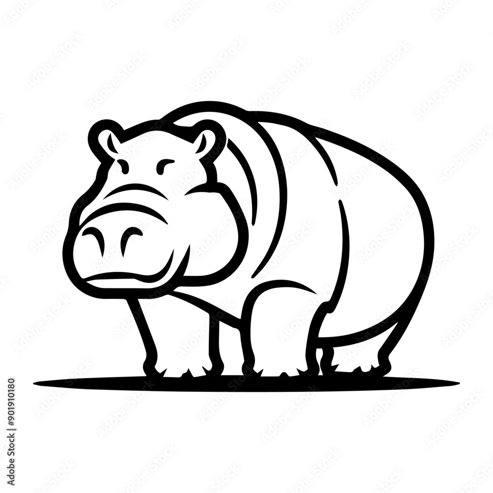 Hippopotamus icon or modern line symbol. Vector line art and icon design with bold outline. Black and white Pixel Perfect minimalistic symbol isolated white background. Silhouette simple thin sign Hippopotamus icon or modern line symbol. Vector line art and icon design with bold outline. Black and white Pixel Perfect minimalistic symbol isolated white background. Silhouette simple thin sign