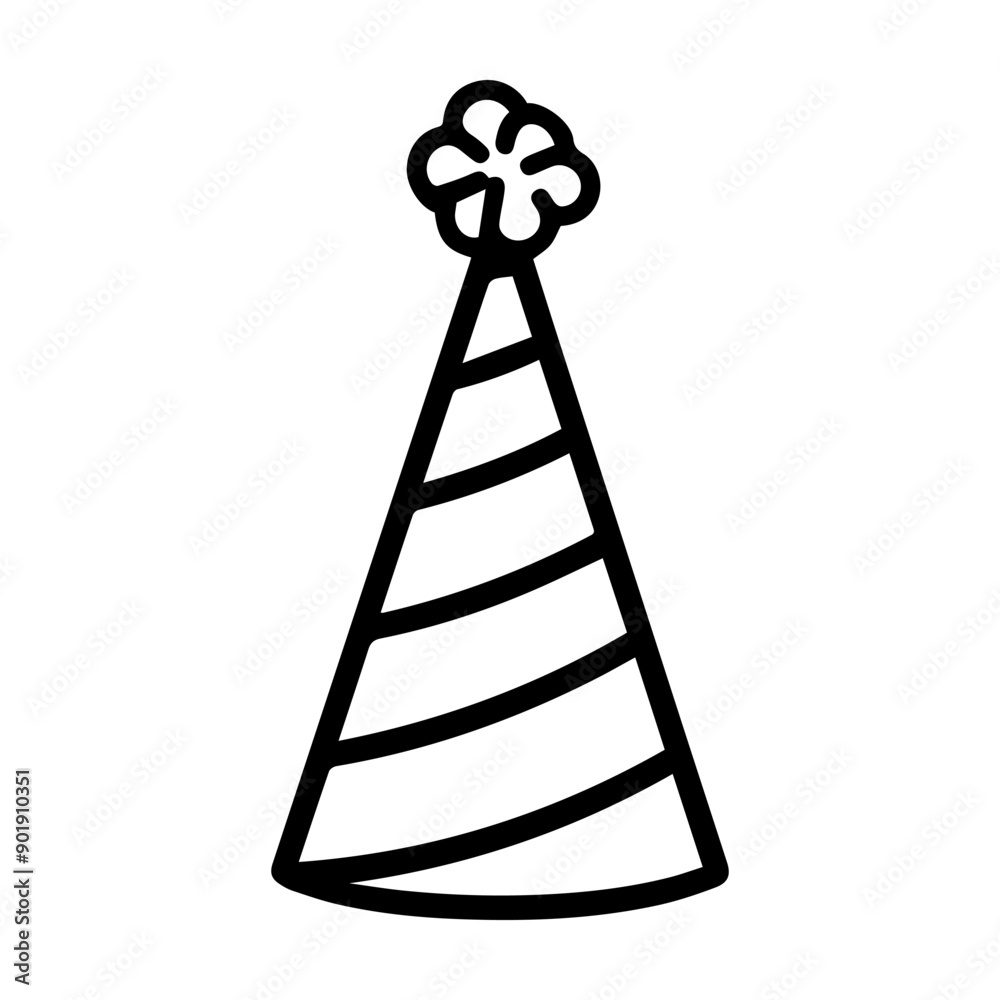 Party Hat icon or modern line symbol. Vector line art and icon design with bold outline. Black and white Pixel Perfect minimalistic symbol isolated white background. Silhouette simple thin sign Party Hat icon or modern line symbol. Vector line art and icon design with bold outline. Black and white Pixel Perfect minimalistic symbol isolated white background. Silhouette simple thin sign
