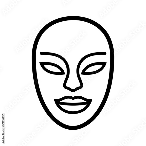 Mask icon or modern line symbol. Vector line art and icon design with bold outline. Black and white Pixel Perfect minimalistic symbol isolated white background. Silhouette simple thin sign