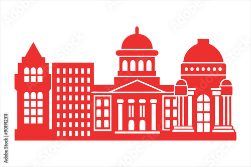 Georgia state buildings color art vector