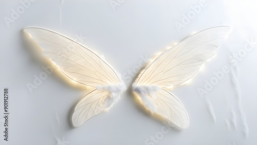 A white butterfly wings with the isolated white background
