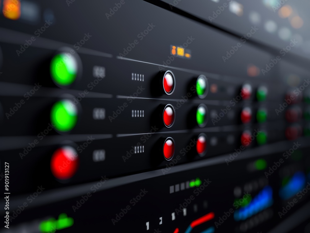 A close-up of a smart grid control panel showing energy flow and usage, with copy space, high-resolution photo, hyper realistic A close-up of a smart grid control panel showing energy flow and usage, with copy space, high-resolution photo, hyper realistic