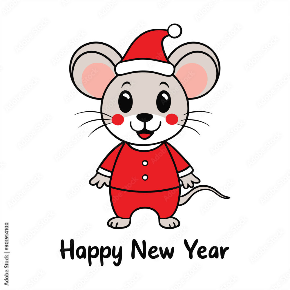 Happy New Year and Merry Christmas Mouse cat Clipart art vector Happy New Year and Merry Christmas Mouse cat Clipart art vector