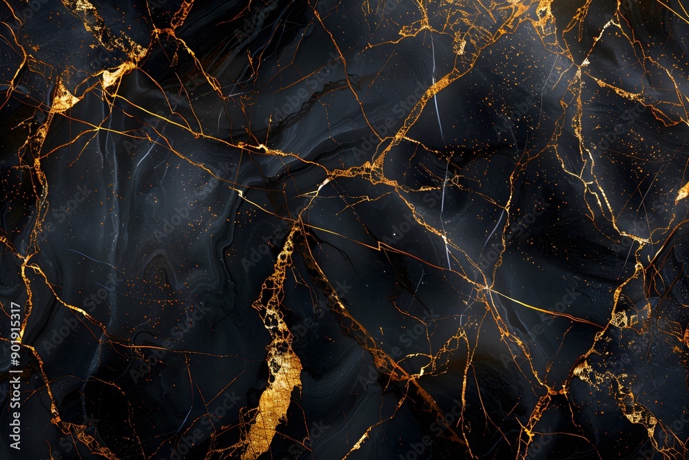 A seamless pattern of glossy black marble with gold veins, perfect for a high-end and luxurious product presentation A seamless pattern of glossy black marble with gold veins, perfect for a high-end and luxurious product presentation