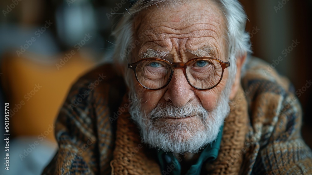 An elderly individual, adorned in a heavy, knitted sweater, is sitting indoors, evoking a sense of warmth, comfort, and introspection, with a detailed focus on the sweater. An elderly individual, adorned in a heavy, knitted sweater, is sitting indoors, evoking a sense of warmth, comfort, and introspection, with a detailed focus on the sweater.