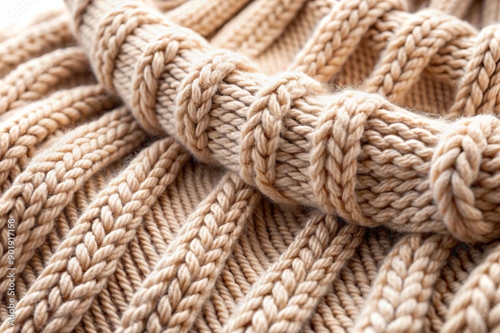 A close up of a knitted sweater with white yarn A close up of a knitted sweater with white yarn