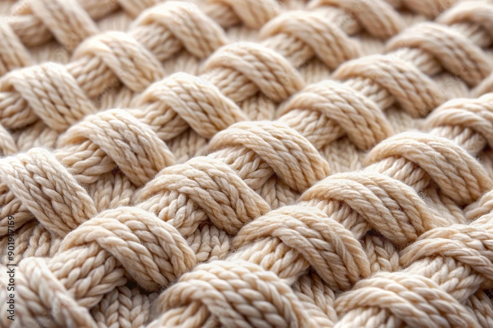 A close up of a knitted sweater with white yarn A close up of a knitted sweater with white yarn