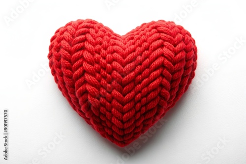 Bright, colorful yarn of red colors in the shape of a heart