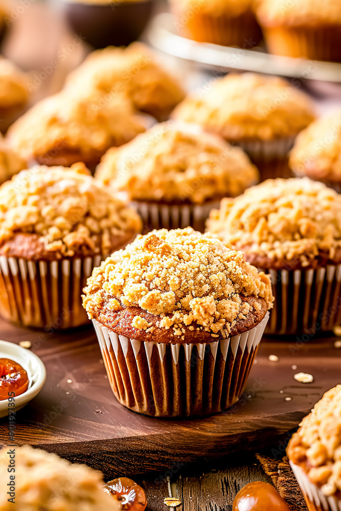 Homemade muffins with nuts and jam. Selective focus. Homemade muffins with nuts and jam. Selective focus.