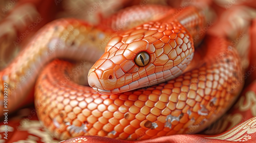 Close-Up of a Decorative Snake Figurine Representing the Chinese Zodiac Close-Up of a Decorative Snake Figurine Representing the Chinese Zodiac