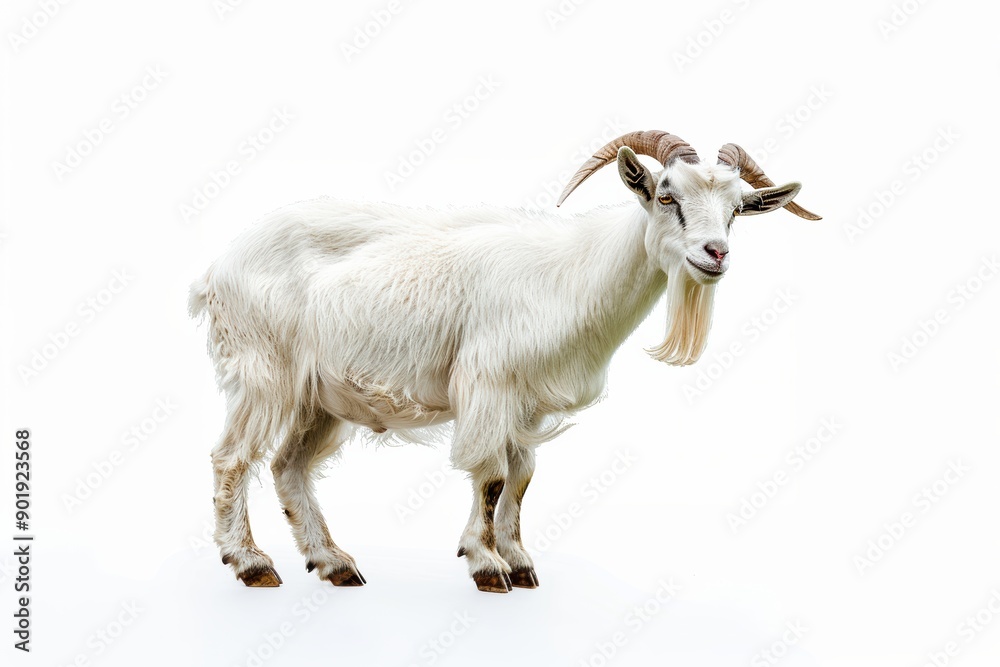 White goat standing on white background White goat standing on white background