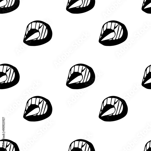 salmon steak pattern on a white background.