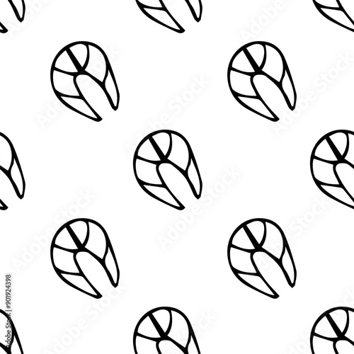 salmon steak pattern on a white background.