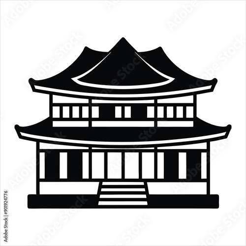 Korea house in black fill flat vector © design master