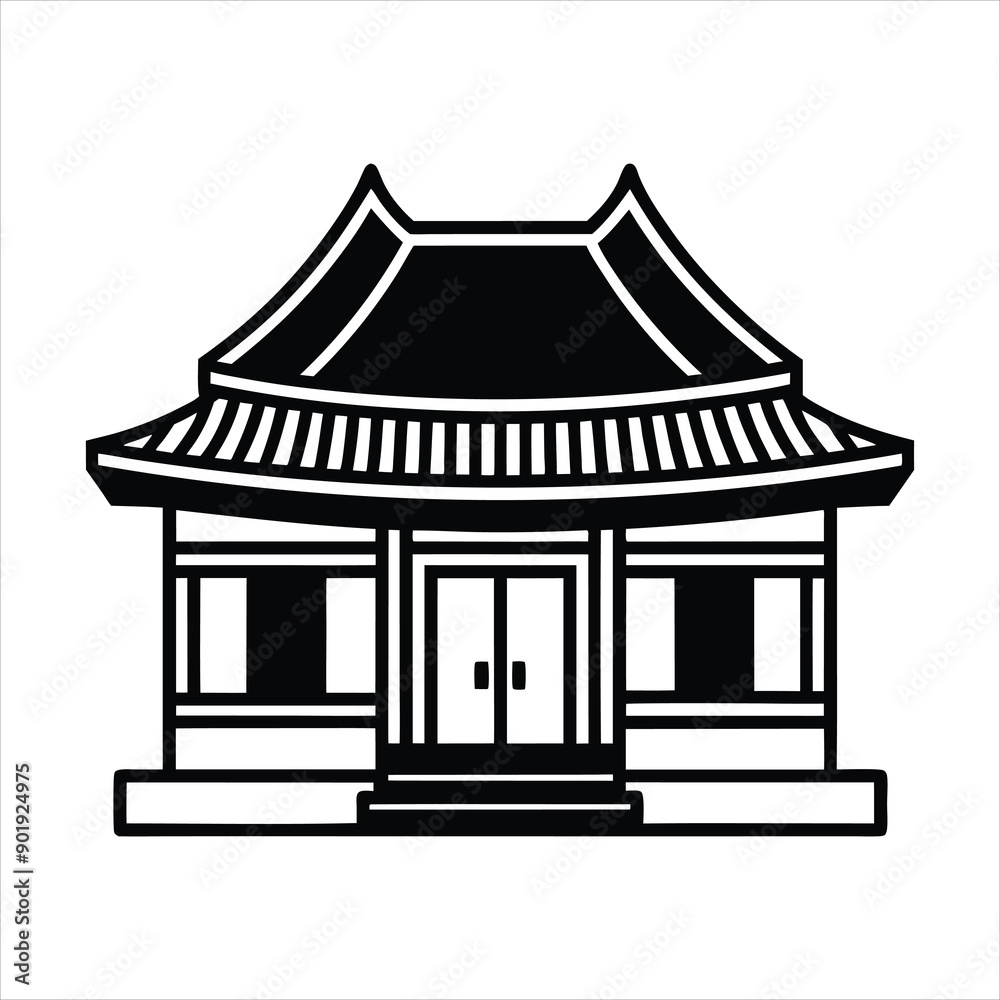 Korea house in black fill flat vector Korea house in black fill flat vector
