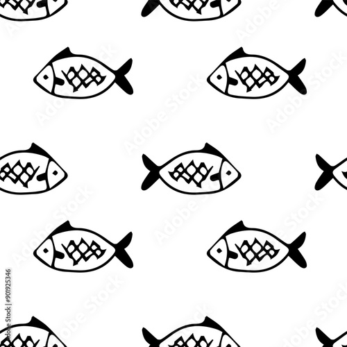 freshwater fish pattern on a white background.