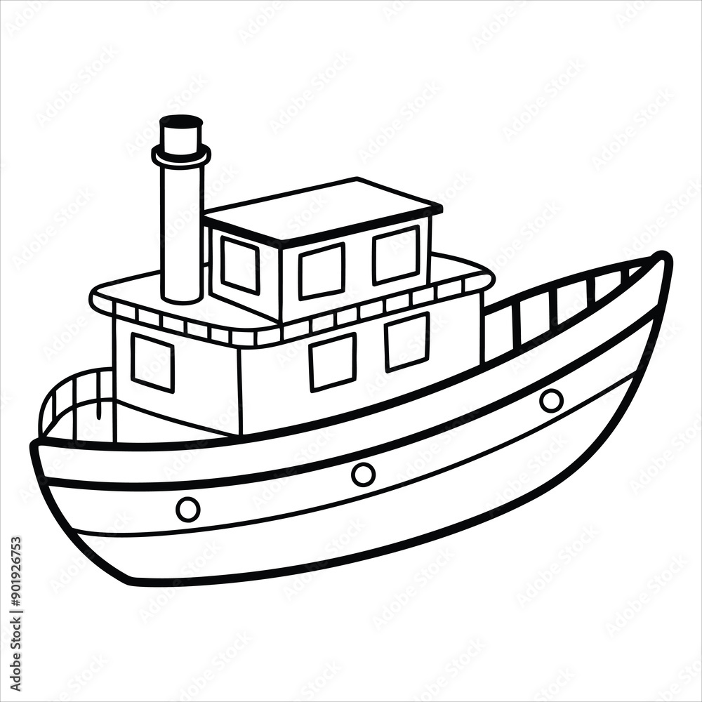 Paint this charming paddle boat with your favorite shades line art vector Paint this charming paddle boat with your favorite shades line art vector