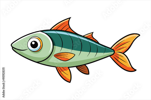 pesce stilizzato orizzontale con pinne separate art vector