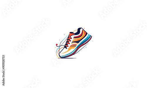 lines art abstract color shoes sneakers logo design vector icon symbol illustration on white background