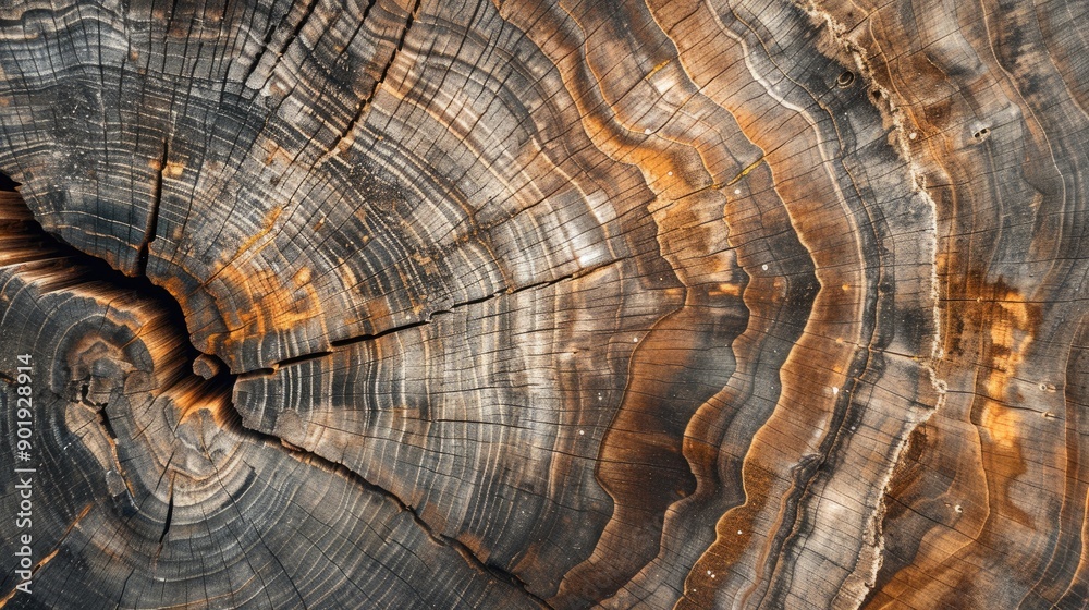 Fototapeta premium Aerial view of aged wooden surface