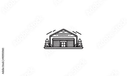warehouse or shed or storage logo design black simple flat icon on white background