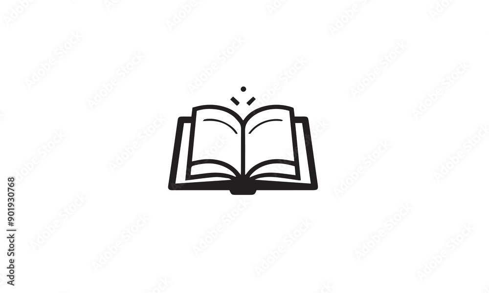 book open logo design black simple flat icon on white background book open logo design black simple flat icon on white background