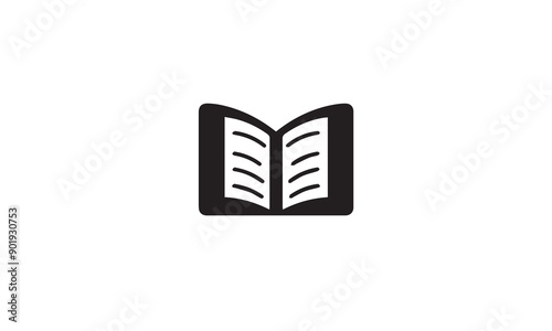 book open logo design black simple flat icon on white background
