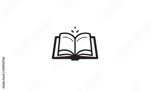 book open logo design black simple flat icon on white background