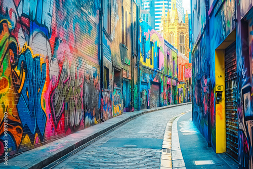 The vibrant colorful street art of Melbourne, Australia.