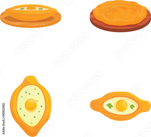 Illustration featuring an assortment of iconic georgian breads, including khachapuri