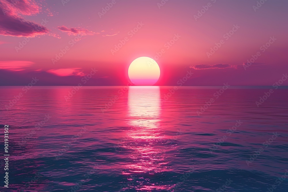 A beautiful pink and orange sunset over the ocean A beautiful pink and orange sunset over the ocean