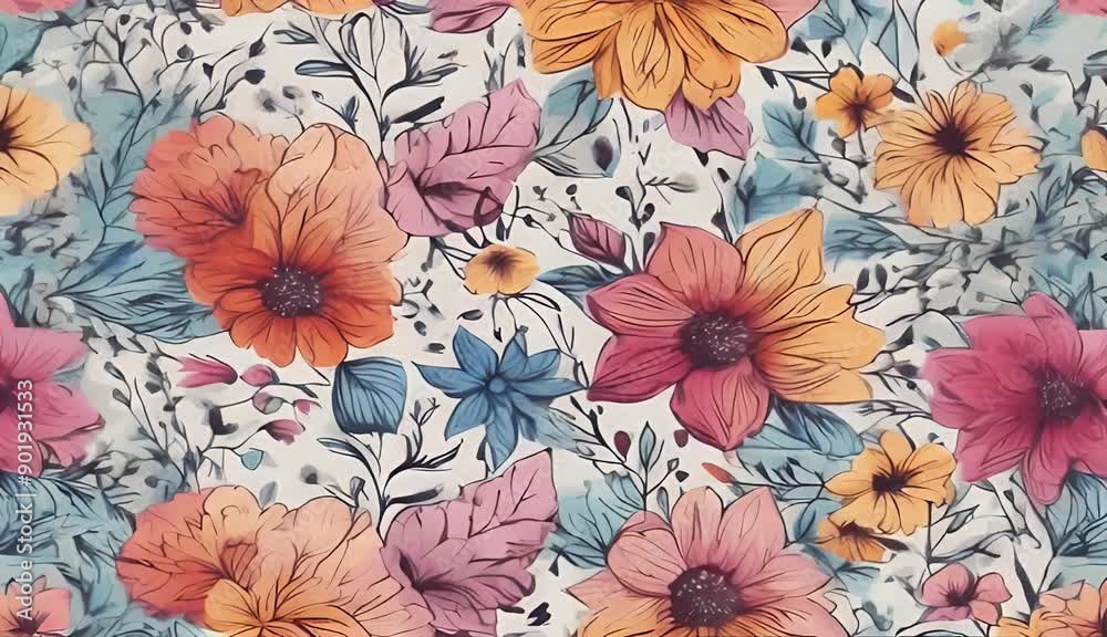 pattern Seamless fabric decor drawn Florals pattern paper Hand etc cover Abstract Colourful colourful background wall Designed paper florals
