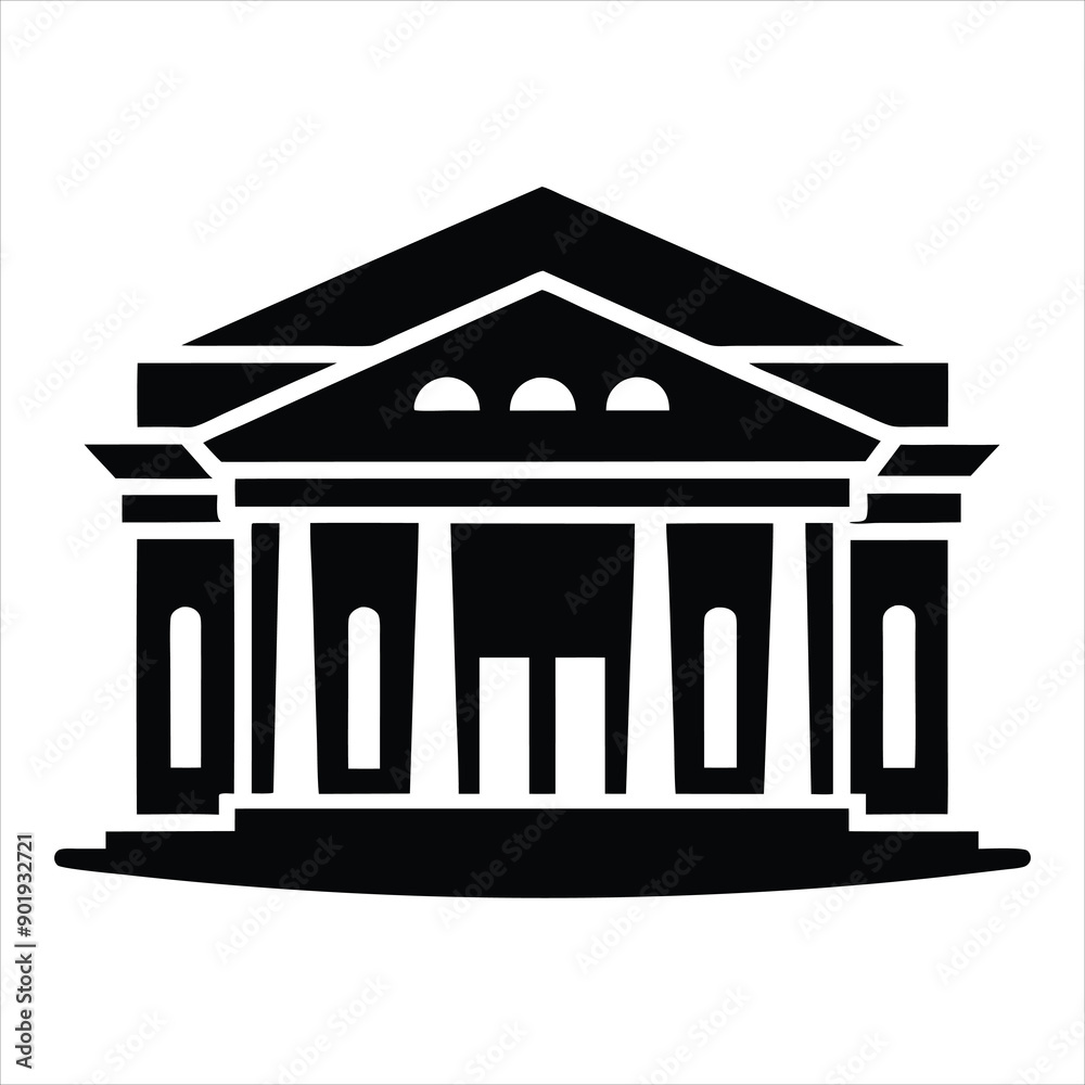 Silhouette of the theater building with columns art vector
