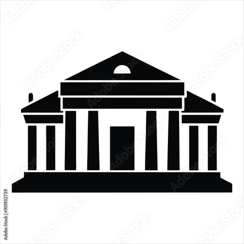 Silhouette of the theater building with columns art vector
