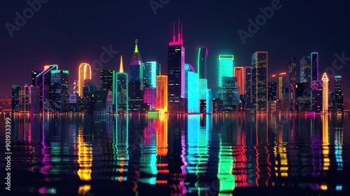 Neon Cityscape by the Water © @_ greta