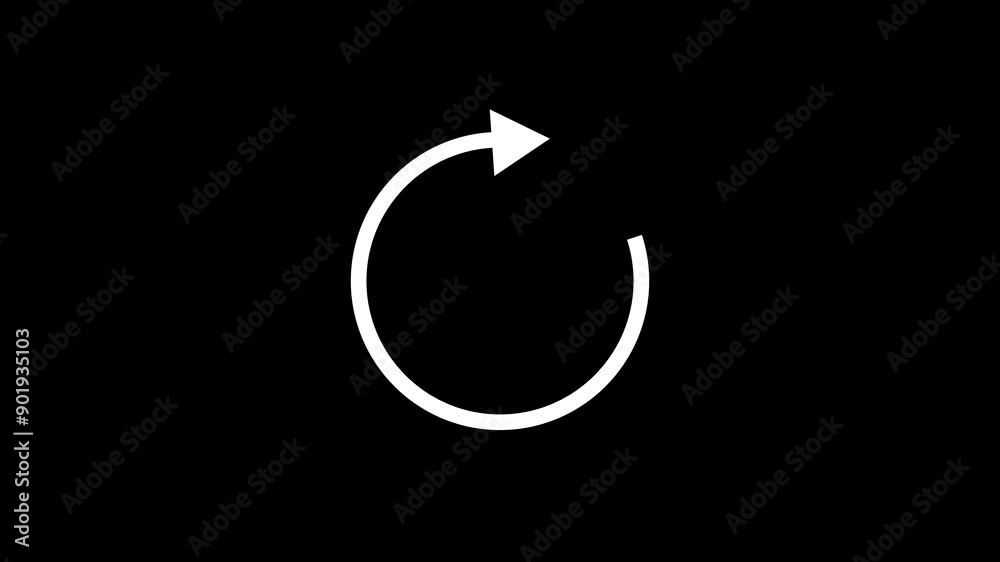 white Circle arrow refresh icon rotation animation Motion graphic design on black background white Circle arrow refresh icon rotation animation Motion graphic design on black background