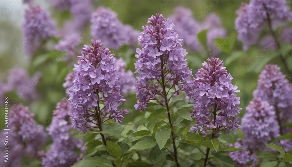Blooming lilacs embrace springtime sunshine in a lush garden setting Blooming lilacs embrace springtime sunshine in a lush garden setting