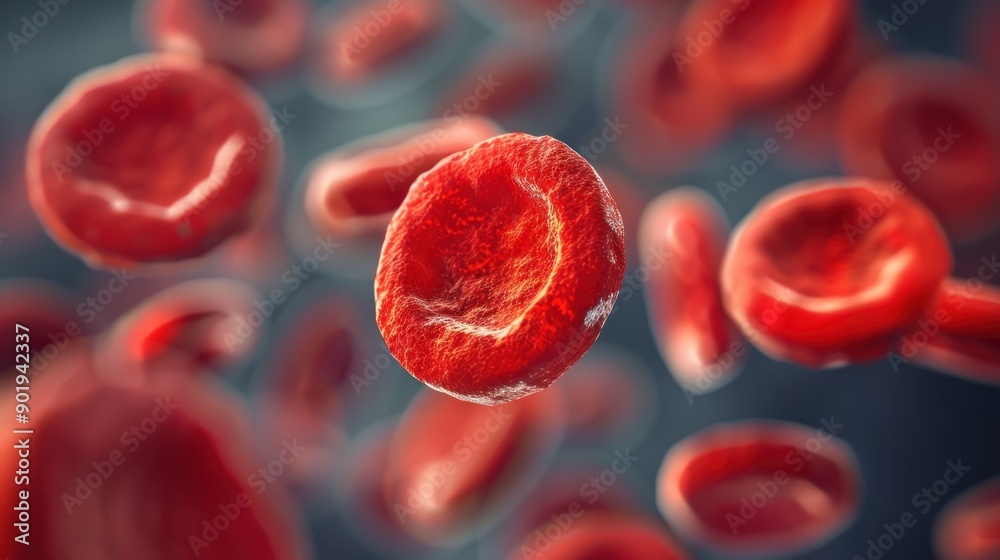 Fototapeta premium close-up of red blood cells floating in the bloodstream
