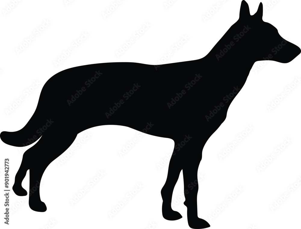 Dog silhouette vector art illustration. Black silhouette vector design.