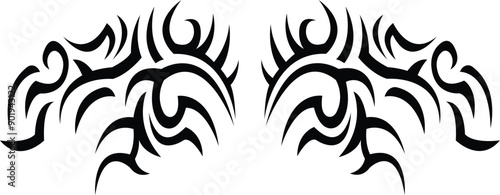 Black decorative tribal body tattoo design vector
