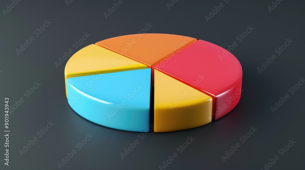 Obraz premium colorful three-dimensional minimalist pie chart.