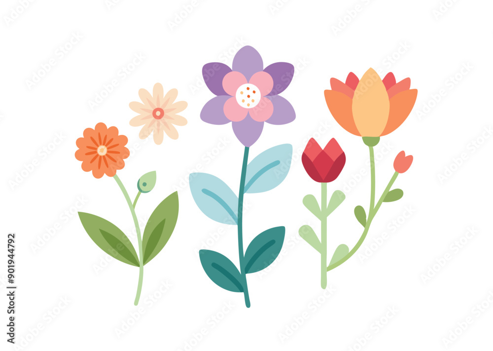floral flowers minimal isolated flat vector pro collection illustration on white background. floral flowers minimal isolated flat vector pro collection illustration on white background.