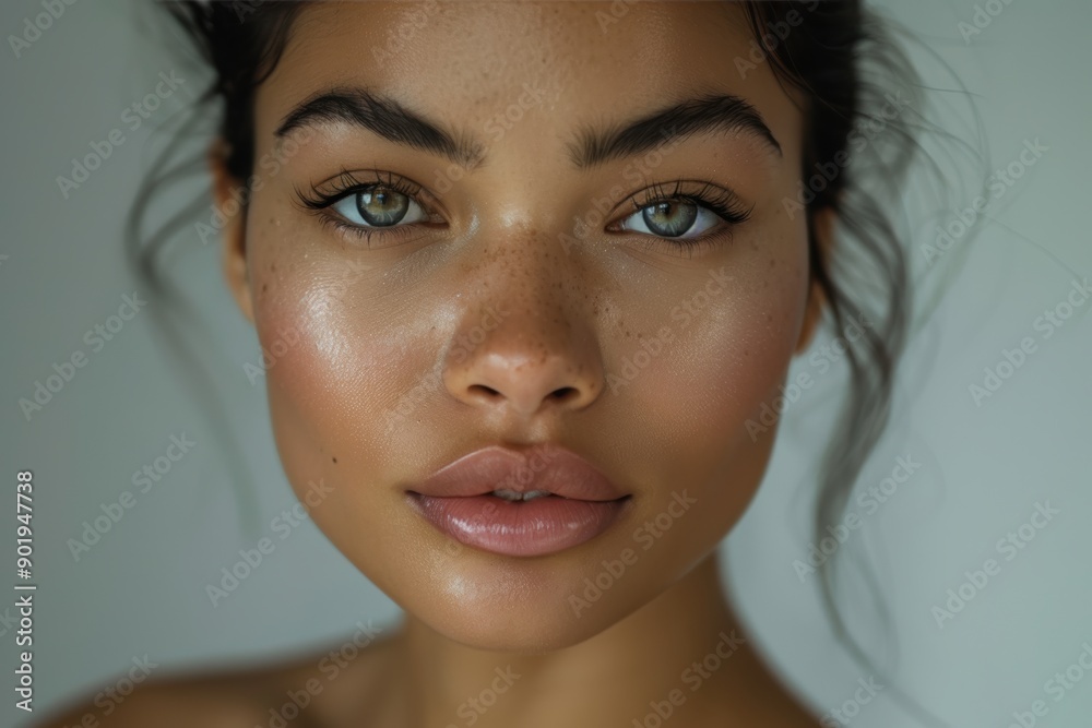 Naklejka premium Beautiful young woman posing showing flawless skin