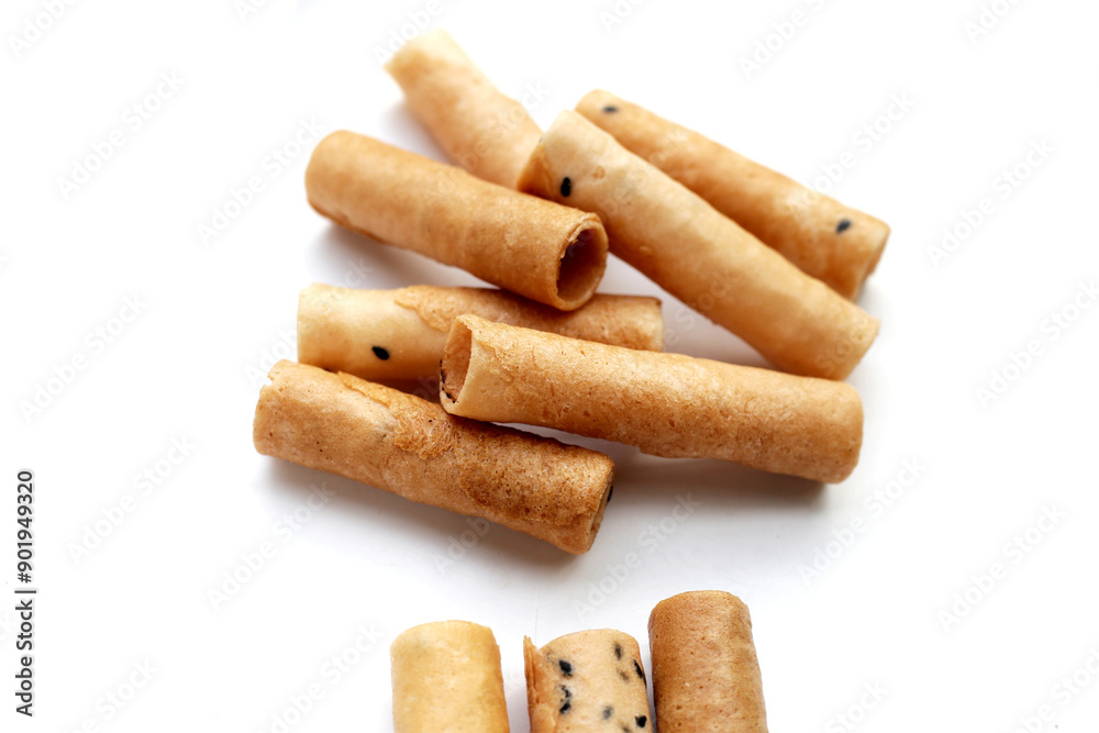 Thai snack, crispy coconut rolls Thai snack, crispy coconut rolls
