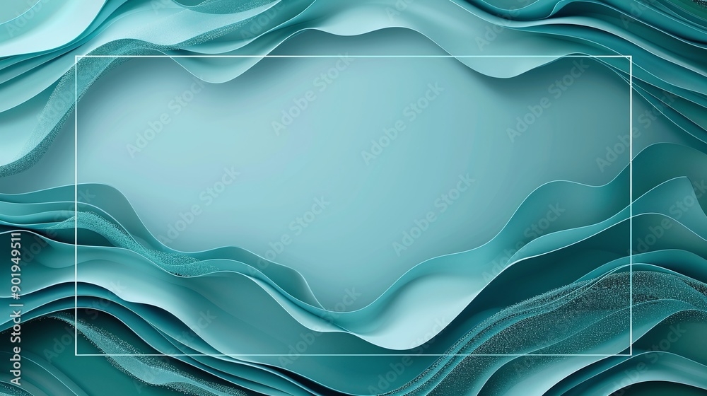Web Designs Using Turquoise Abstract Turquoise Wave Design with Geometric Frame, Futuristic Digital ...