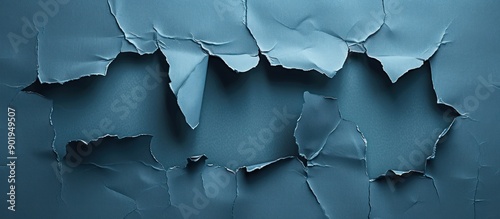 ripped blue paper. photo