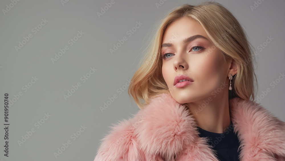 gorgeous glamorous girl portrait in pink fur coat gorgeous glamorous girl portrait in pink fur coat